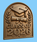 CNC & impression 3D relief diplôme Class of 2026, fichier STL très haute qualité