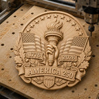 CNC & impression 3D America 250 torche de la liberté, relief patriotique USA 1776 2026 STL haute qualité