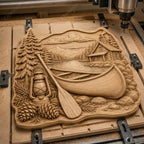 CNC & impression 3D canoë avec lanterne et paysage de lac, fichier STL très haute qualité
