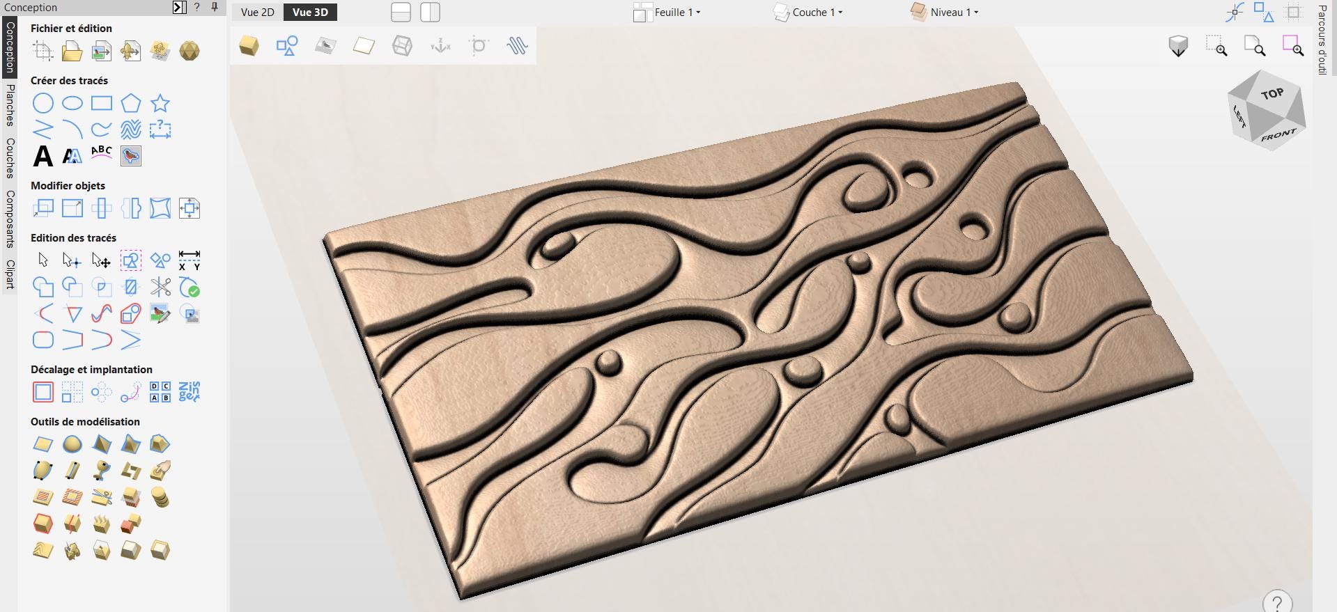 Fichier CNC panneau texture bois vague moderne – bas-relief pour sculpture bois, design façade meuble et décoration murale STL