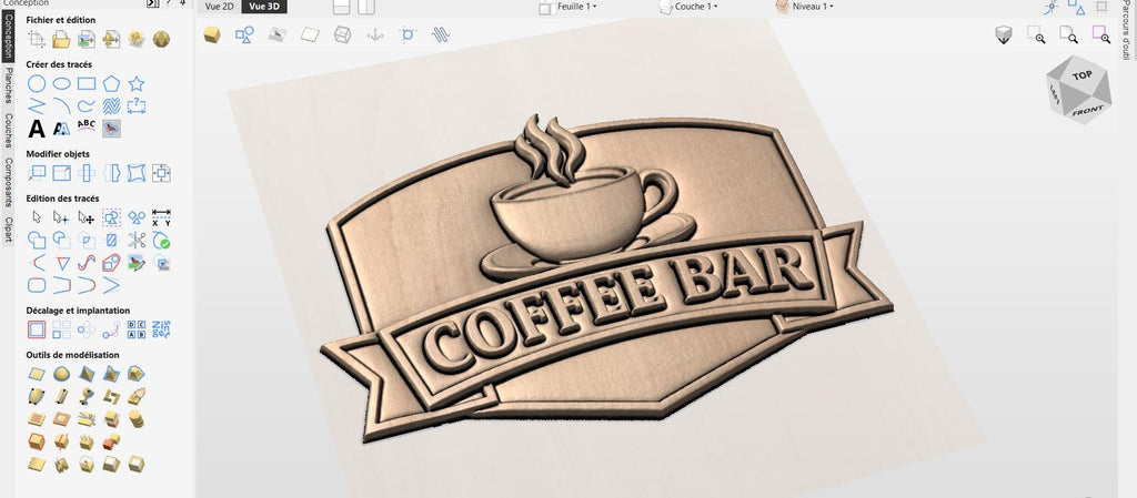 CNC-Datei für Coffee Bar-Schild, Holz-Flachrelief rustikales Café, Wanddekoration Küche, Barista-Geschenk, 3D-STL-Gravurvorlage