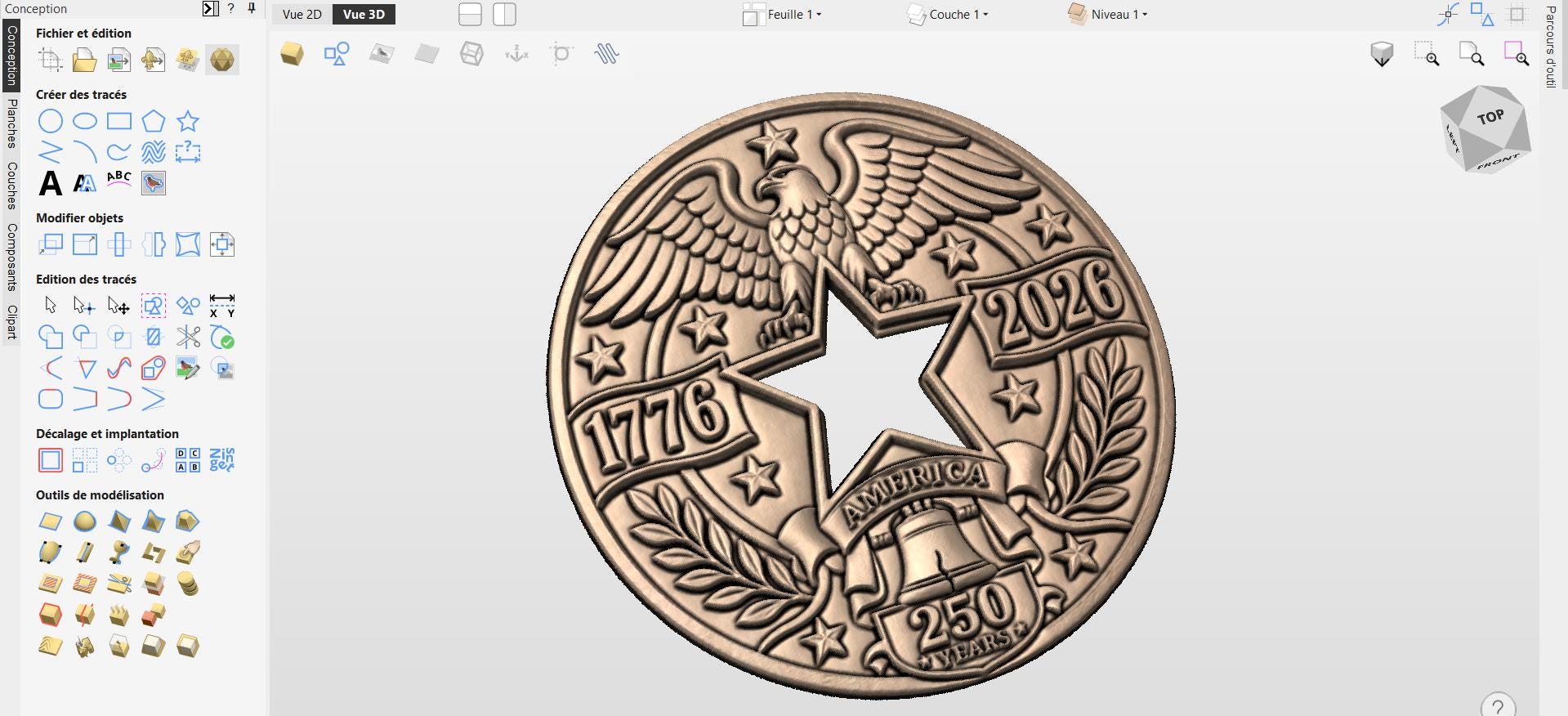 Fichier CNC & impression 3D America 250 – bas-relief aigle USA 1776-2026, Liberty Bell, 4th of July STL bois