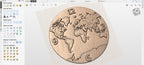 Fichier CNC horloge carte du monde, bas-relief bois moderne, décoration murale map design, sculpture horloge, modèle gravure 3D STL