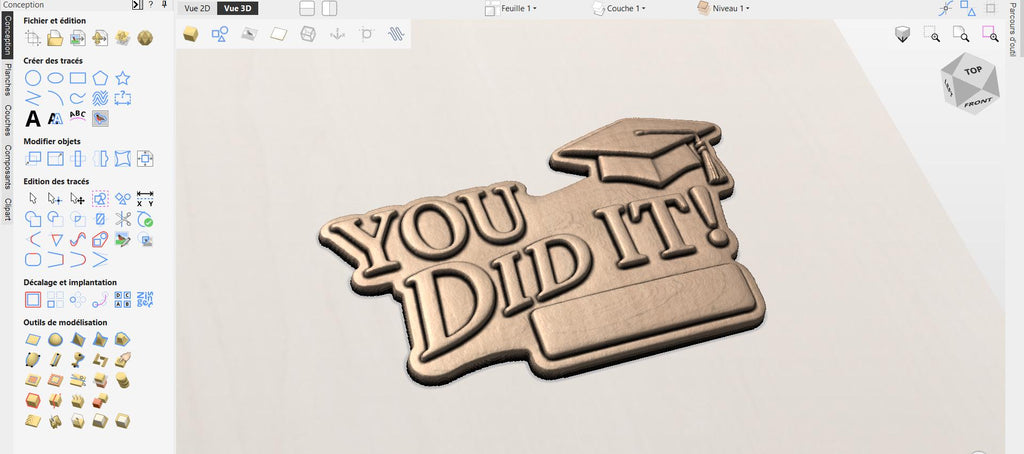 Fichier CNC & impression 3D panneau “You Did It” graduation à personnaliser – bas-relief bois pour cadeau diplôme, décoration murale STL