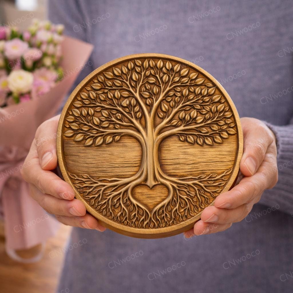 CNC-Datei „Baum des Lebens“ – spirituelles Basrelief für Holzskulpturen, STL-Wanddekoration
