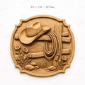 CNC & impression 3D décor western avec chapeau cowboy et corde, fichier STL très haute qualité