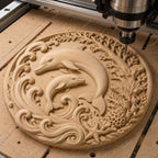 CNC & impression 3D dauphins avec vagues et coraux, fichier STL très haute qualité