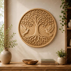 CNC & impression 3D relief arbre de vie avec colombes, décoration spirituelle nature, fichier STL très haute qualité