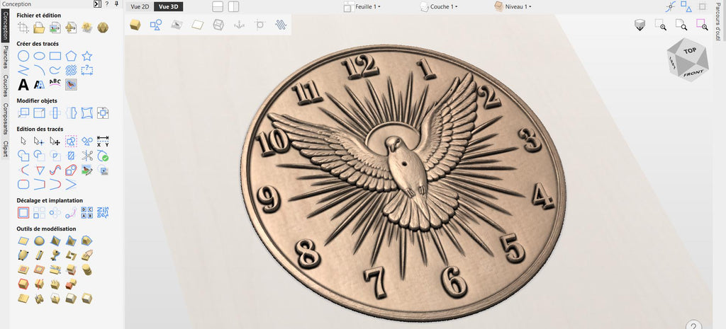 Fichier CNC horloge chrétienne – bas-relief religieux pour sculpture bois, décoration murale église STL