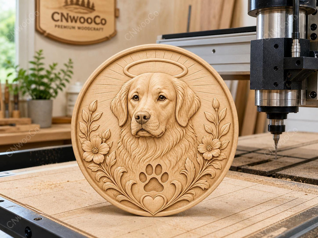CNC & impression 3D chien ange mémorial, STL haute qualité pour souvenir animal et sculpture bois