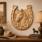 CNC & impression 3D cheval avec fer à cheval STL, relief western ranch pour sculpture bois