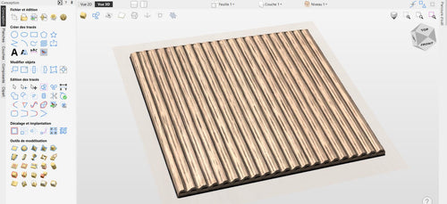 Fichier CNC panneau texture bois rainuré, bas-relief motif strié décoratif, décoration murale, panneau porte meuble, modèle gravure 3D STL
