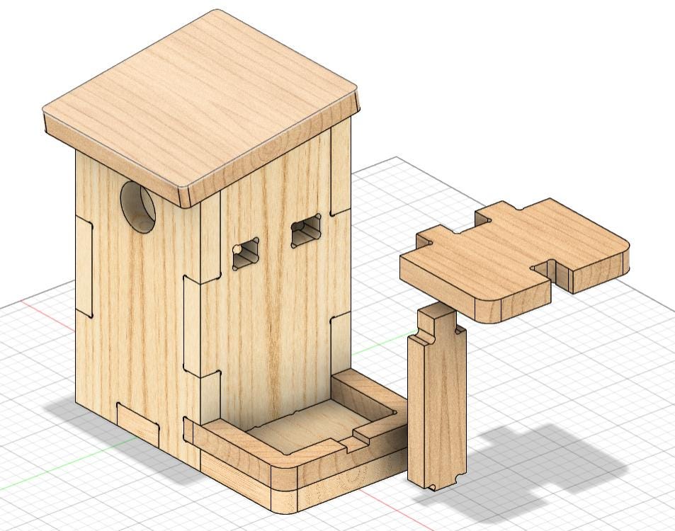 Fichier CNC nichoir à oiseaux – modèle pour fraiseuse CNC, téléchargement digital dxf svg ai pdf crv crv3d