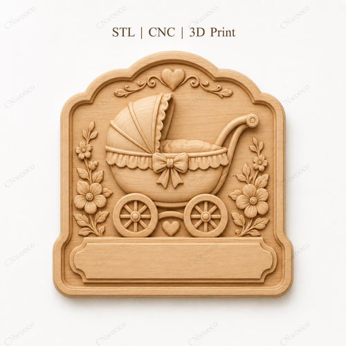 CNC & impression 3D relief landau bébé naissance, fichier pour gravure bois, STL de haute qualité, à personnaliser