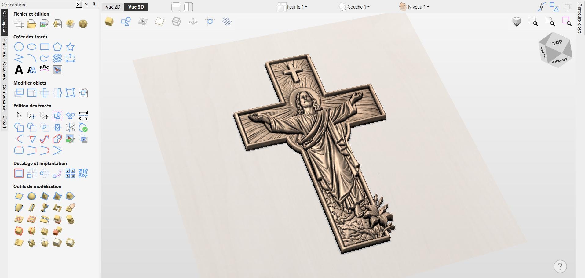 Fichier CNC & impression 3D croix Jésus Christ – bas-relief chrétien pour sculpture bois, décoration murale religieuse STL