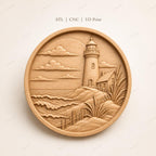CNC & impression 3D phare bord de mer, fichier STL de haute qualité pour relief bois, coastal lighthouse carving