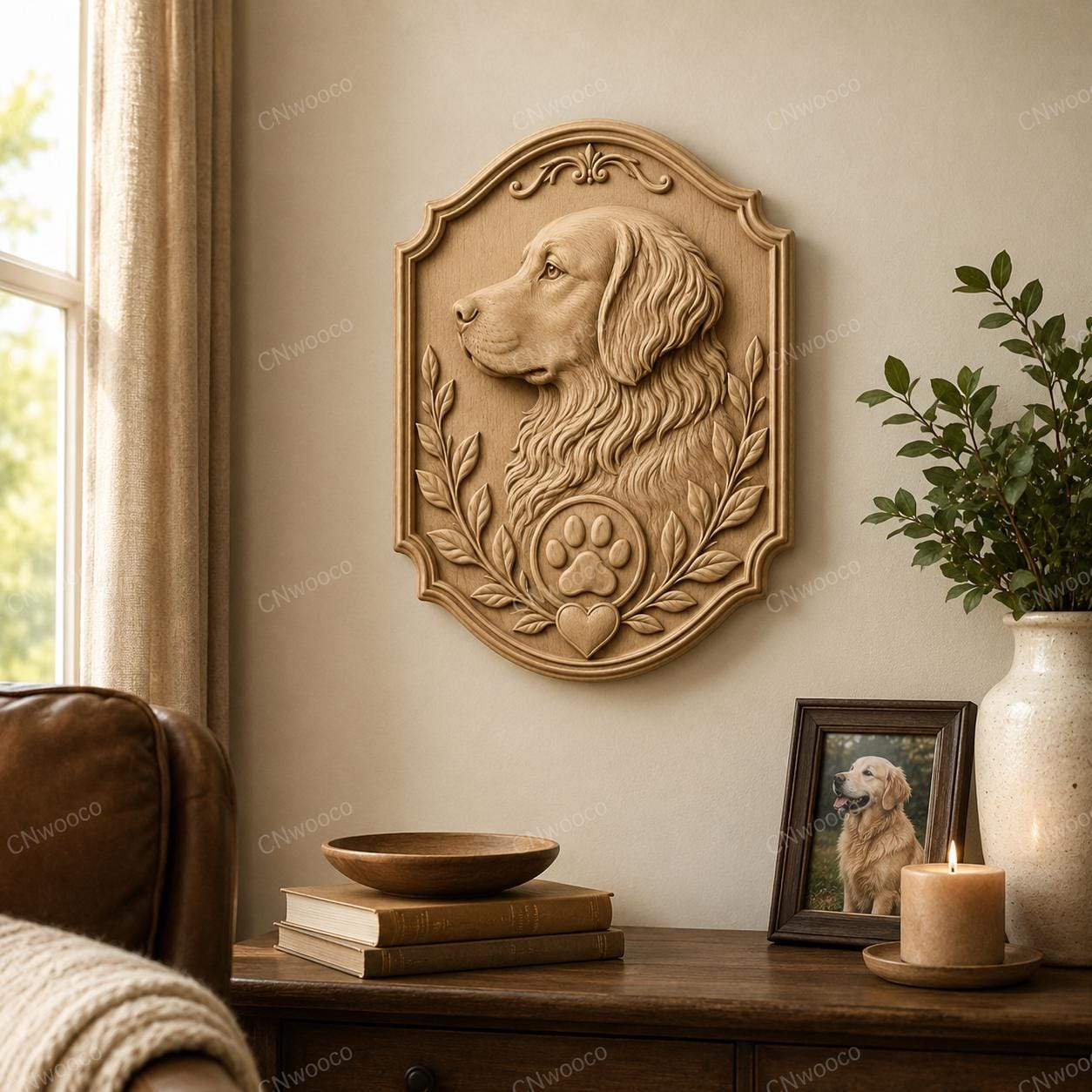 CNC & 3D-Druck Relief Hund, Haustierplakette Datei für Holzgravur, hochwertiges STL