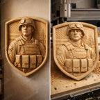 CNC-Datei Soldat USA Flagge, Holz-Basrelief Militär Patriotisch, Wanddekoration, Veteranengeschenk, 3D-Gravurmodell STL