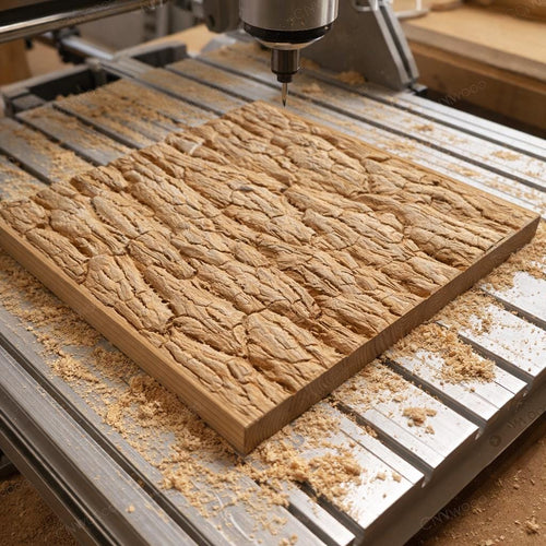 Fichier CNC panneau texture écorce bois, bas-relief rustique arbre, décoration murale, panneau porte meuble, modèle gravure 3D STL