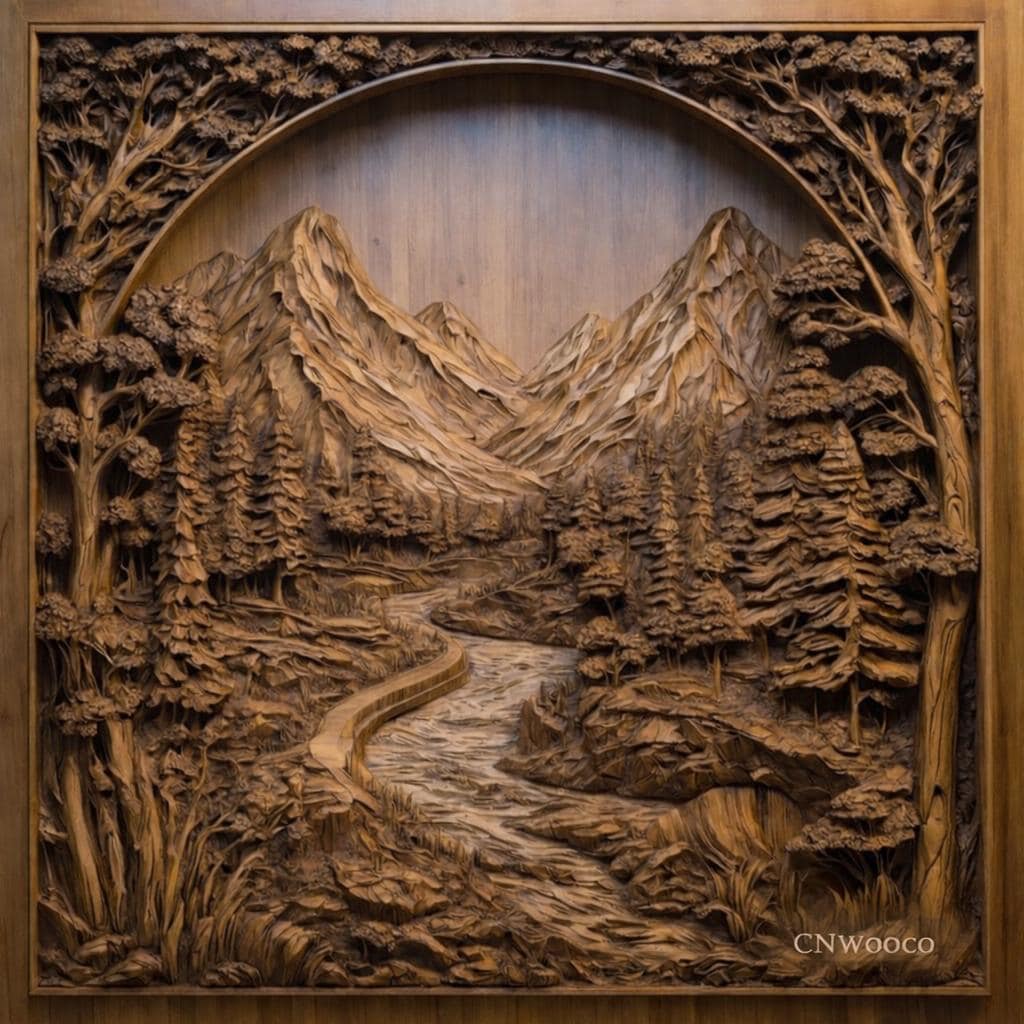 Fichier CNC paysage bas-relief 3D – STL pour routeur CNC, VCarve/Aspire – décoration murale numérique