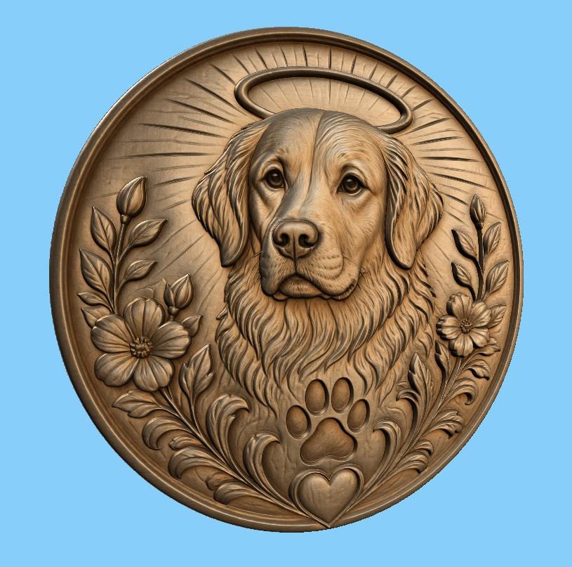 CNC & impression 3D chien ange mémorial, STL haute qualité pour souvenir animal et sculpture bois