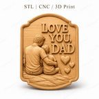 CNC & impression 3D relief Love You Dad avec père et fils, fichier STL très haute qualité