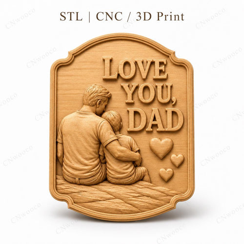 CNC & impression 3D relief Love You Dad avec père et fils, fichier STL très haute qualité