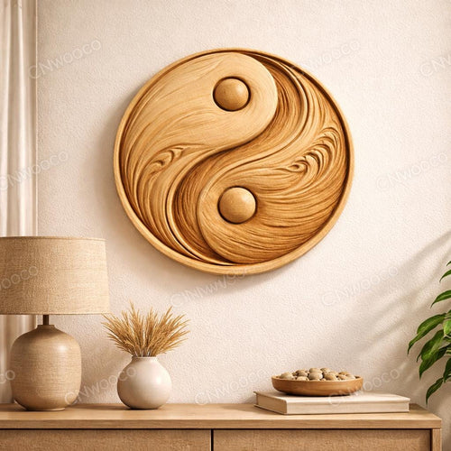 Fichier CNC yin yang – bas-relief équilibre zen pour sculpture bois, décoration murale spirituelle STL