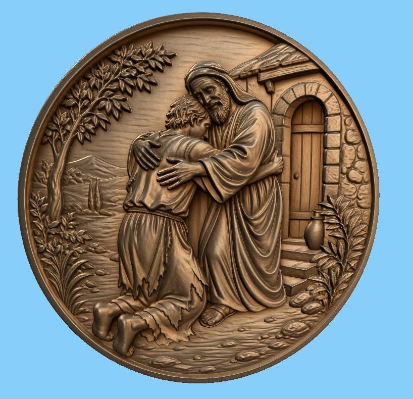 CNC & impression 3D relief de l’Annonciation avec ange Gabriel et Vierge Marie, fichier STL très haute qualité