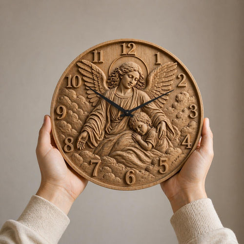 Fichier CNC horloge chrétienne – bas-relief religieux pour sculpture bois, décoration murale STL