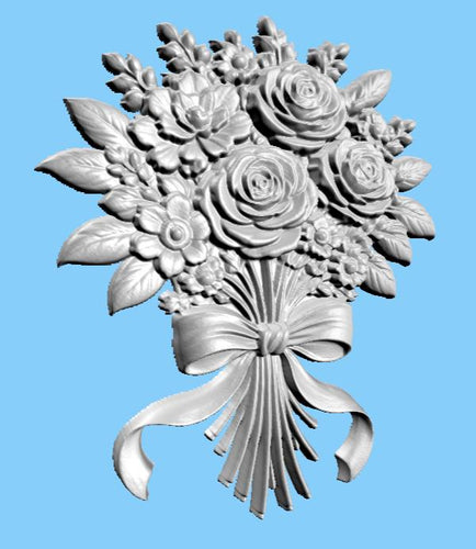 Fichier CNC bouquet floral roses – bas-relief 3D pour sculpture bois, décoration murale STL