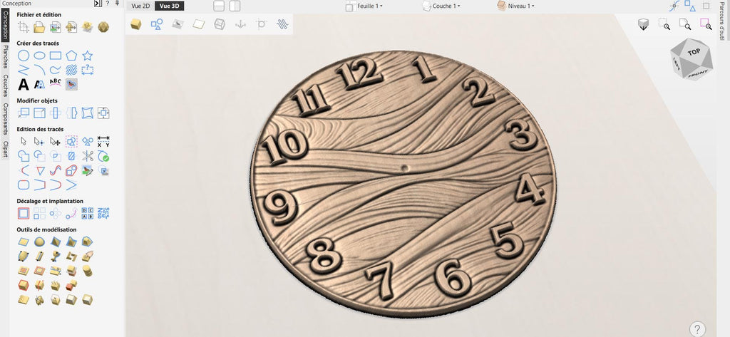 CNC-Datei für abstrakte, moderne Wanduhr – 3D-Relief für Holzskulptur, Wanddeko-Design STL