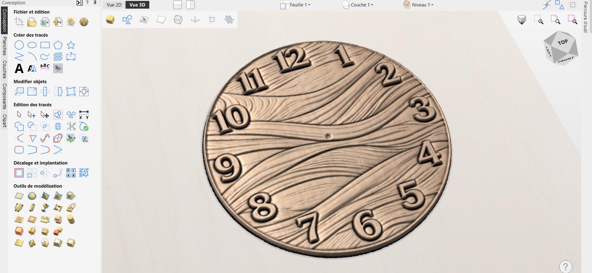CNC-Datei für abstrakte, moderne Wanduhr – 3D-Relief für Holzskulptur, Wanddeko-Design STL