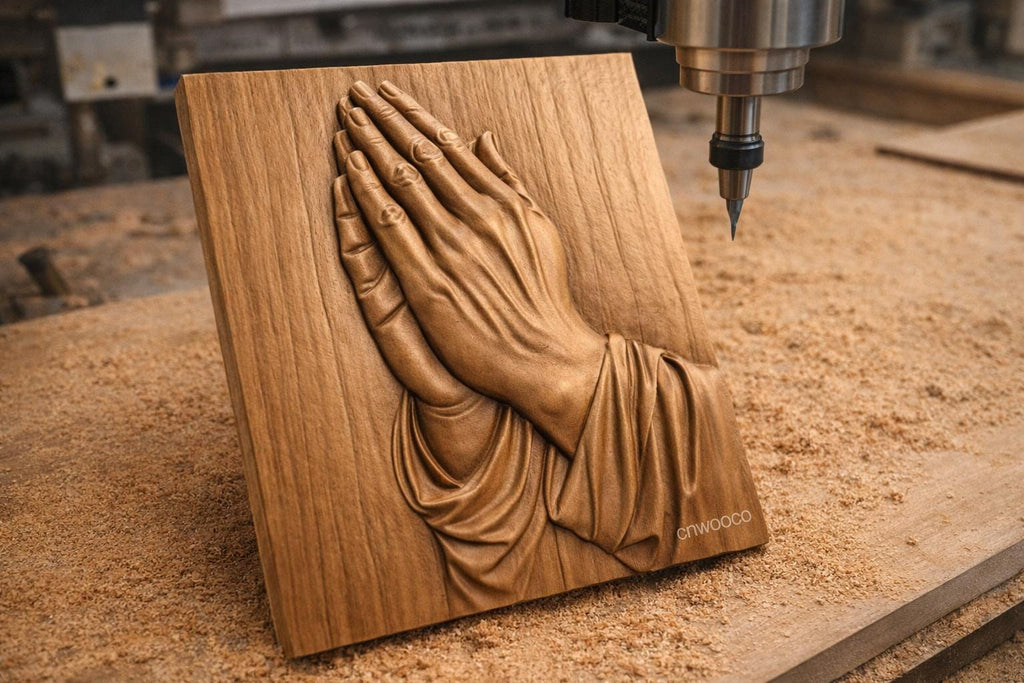 Fichier CNC & impression 3D mains en prière – bas-relief chrétien pour sculpture bois, décoration murale religieuse STL