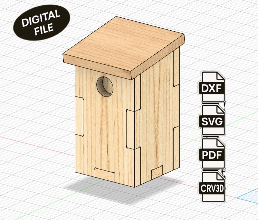 Fichier CNC nichoir oiseaux, modèle 3D jardin, digital download, fichiers dxf svg ai pdf crv crv3d