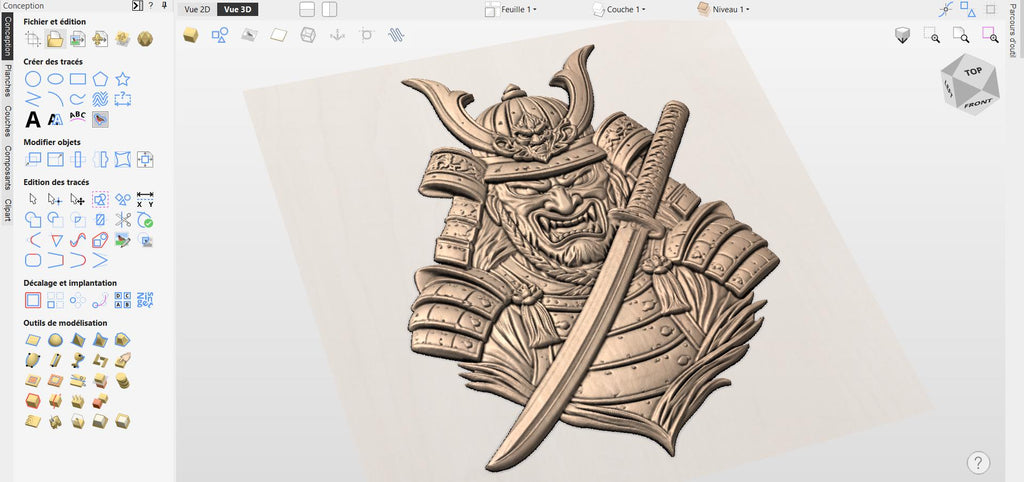 CNC-Datei & 3D-Druck Samurai – japanischer Krieger-Flachrelief für Holzschnitzerei, Bushido-Wanddekoration STL