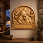 CNC & 3D-Druck Relief Bär Mutter und Baby, Wildlife-Datei für Holzgravur, hochwertiges STL, zum Personalisieren