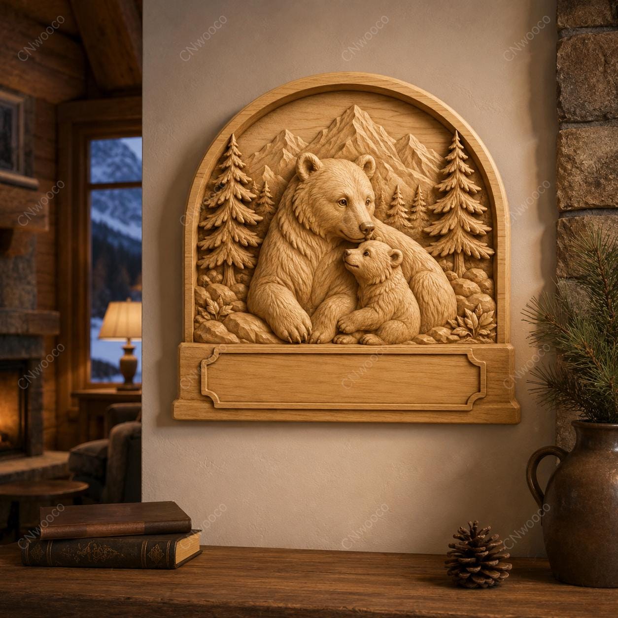 CNC & 3D-Druck Relief Bär Mutter und Baby, Wildlife-Datei für Holzgravur, hochwertiges STL, zum Personalisieren