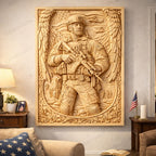 CNC Datei Soldat Militär Hommage, patriotisches Holzrelief, Wanddekoration, Holzskulptur, 3D STL Gravurmodell