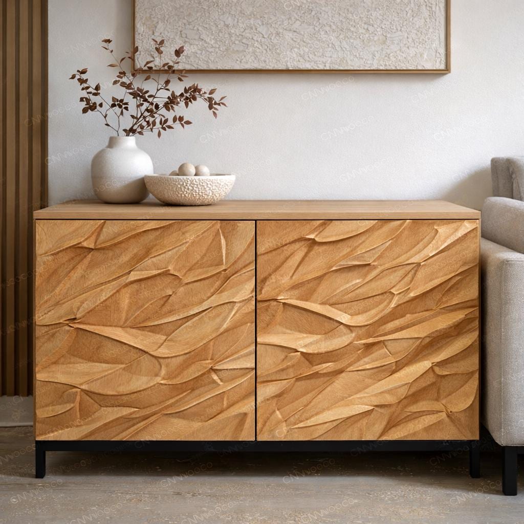 Fichier CNC panneau texture bois abstraite – bas-relief pour sculpture bois, design porte de meuble et décoration murale STL