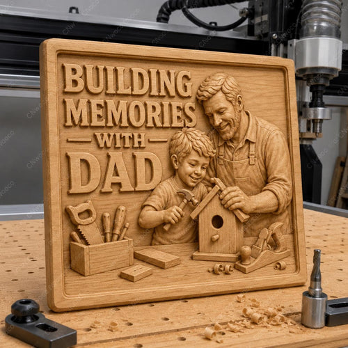 CNC & impression 3D relief Building Memories with Dad, fichier STL très haute qualité