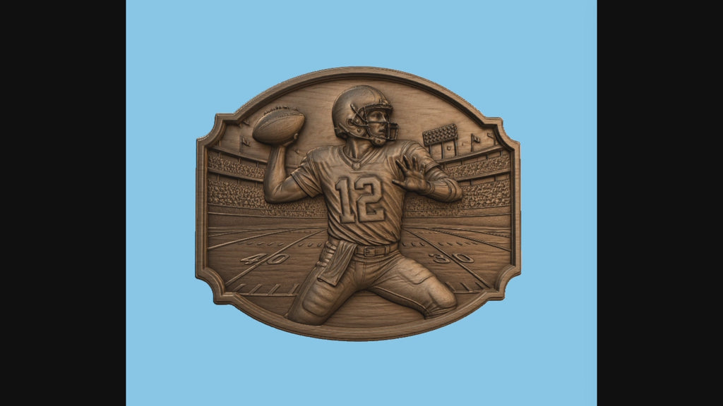 Relief quarterback football américain numéro 12, CNC & impression 3D, fichier STL, STL de très haute qualité