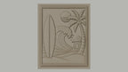 Fichier CNC & impression 3D thème plage, surf, palmier, vague et cabane, haute qualité relief STL