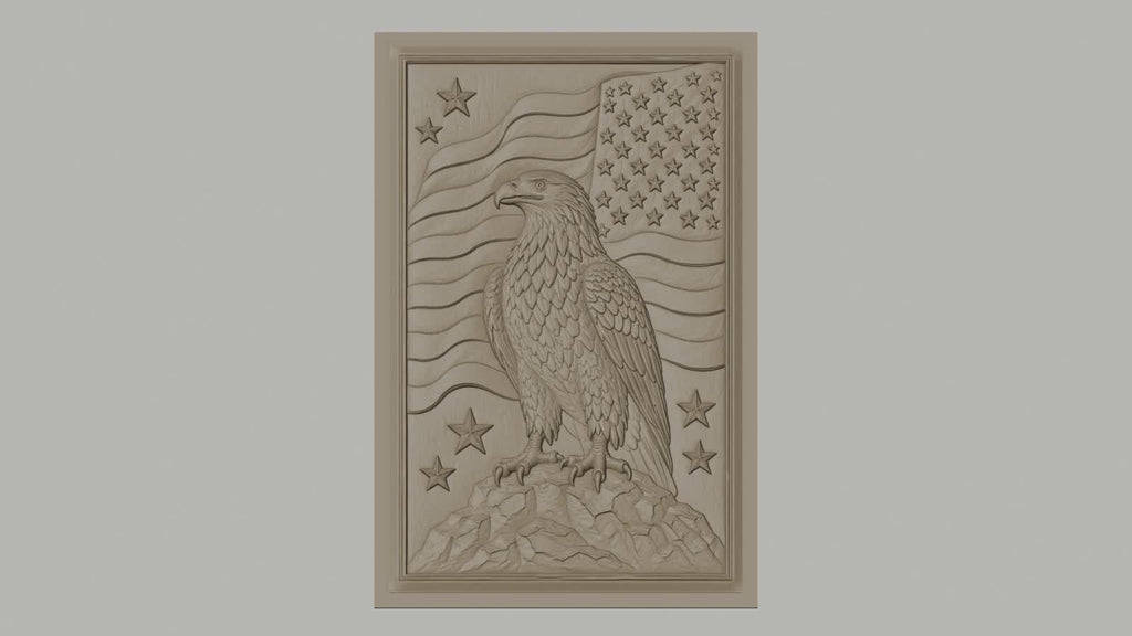 Fichier CNC & impression 3D aigle américain avec drapeau et étoiles, haute qualité relief STL