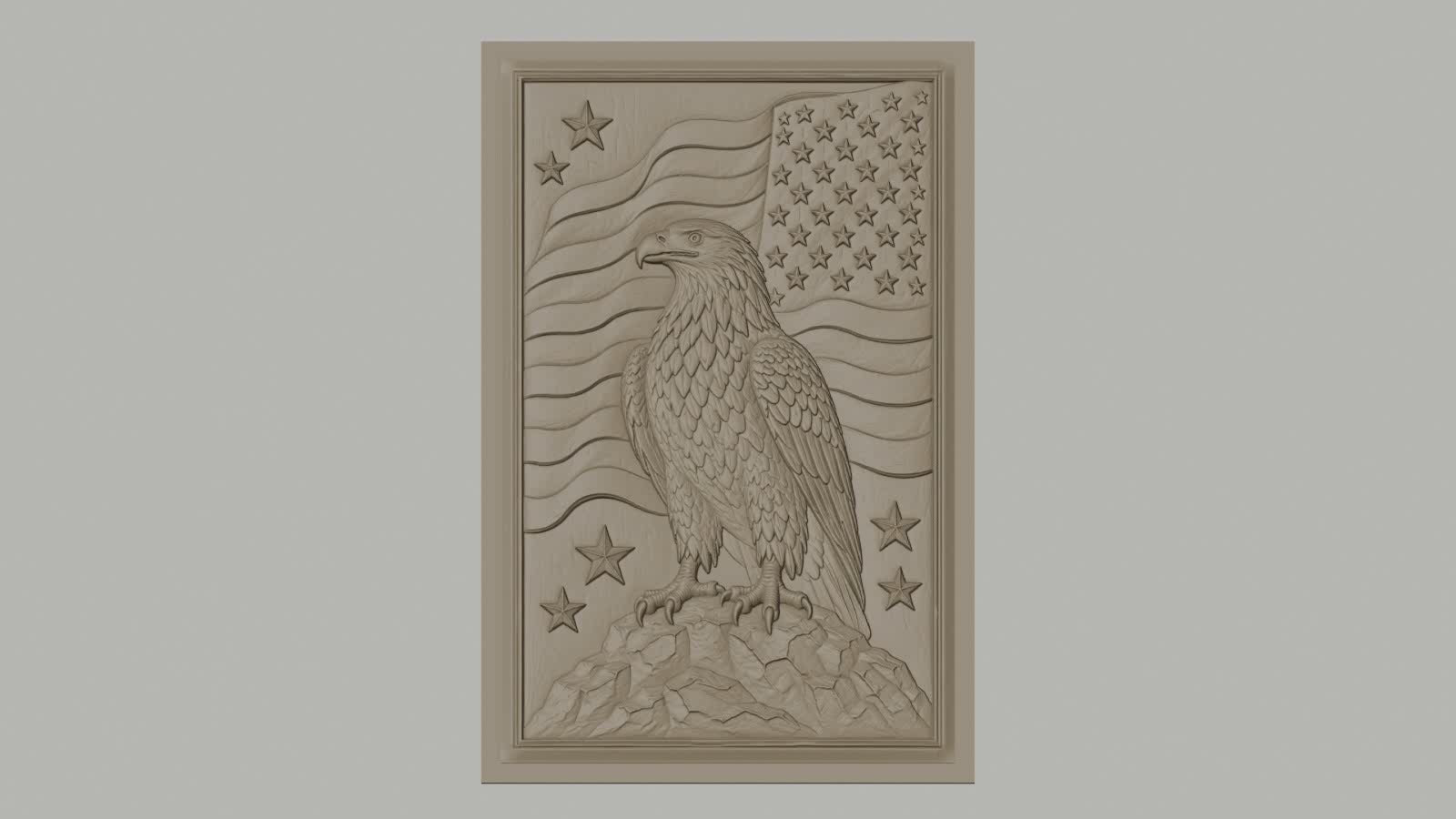 Fichier CNC & impression 3D aigle américain avec drapeau et étoiles, haute qualité relief STL