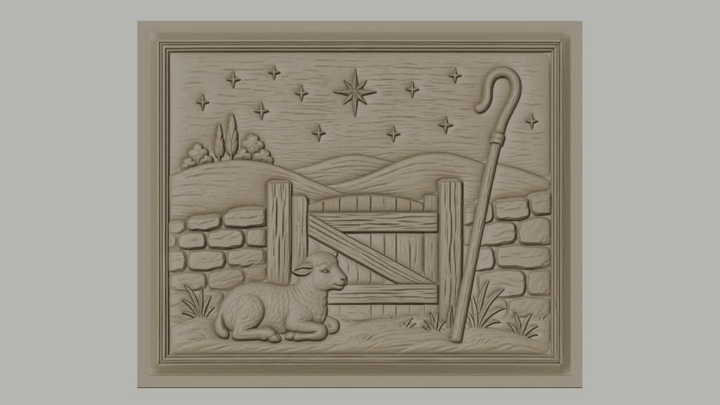 Fichier CNC & impression 3D agneau berger, porte en bois et étoile, haute qualité relief STL