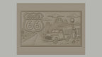 Fichier CNC & impression 3D Route 66, pick-up ancien et station-service, haute qualité relief STL