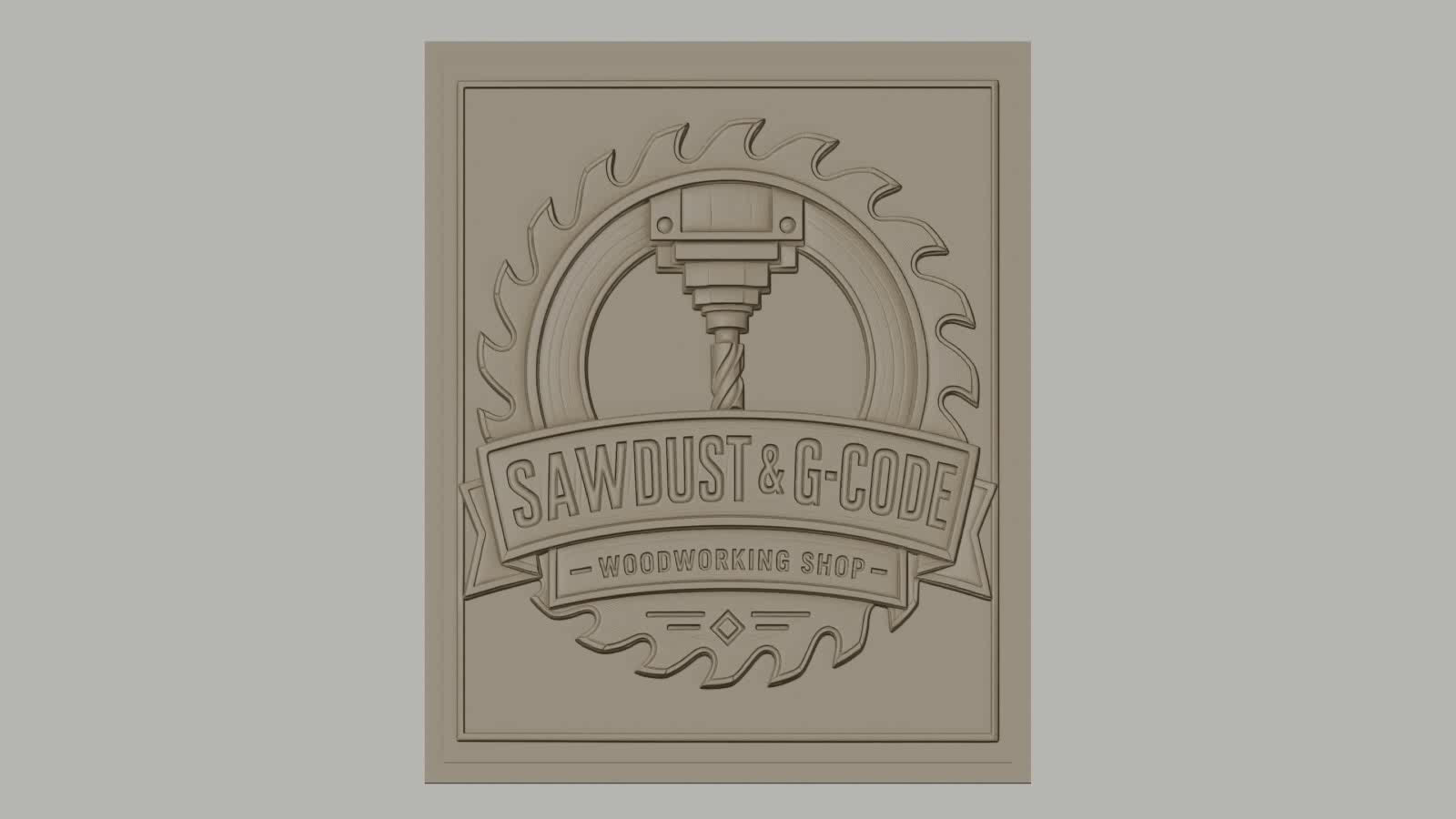 Fichier CNC & impression 3D logo scie circulaire et fraise, atelier de menuiserie haute qualité relief STL