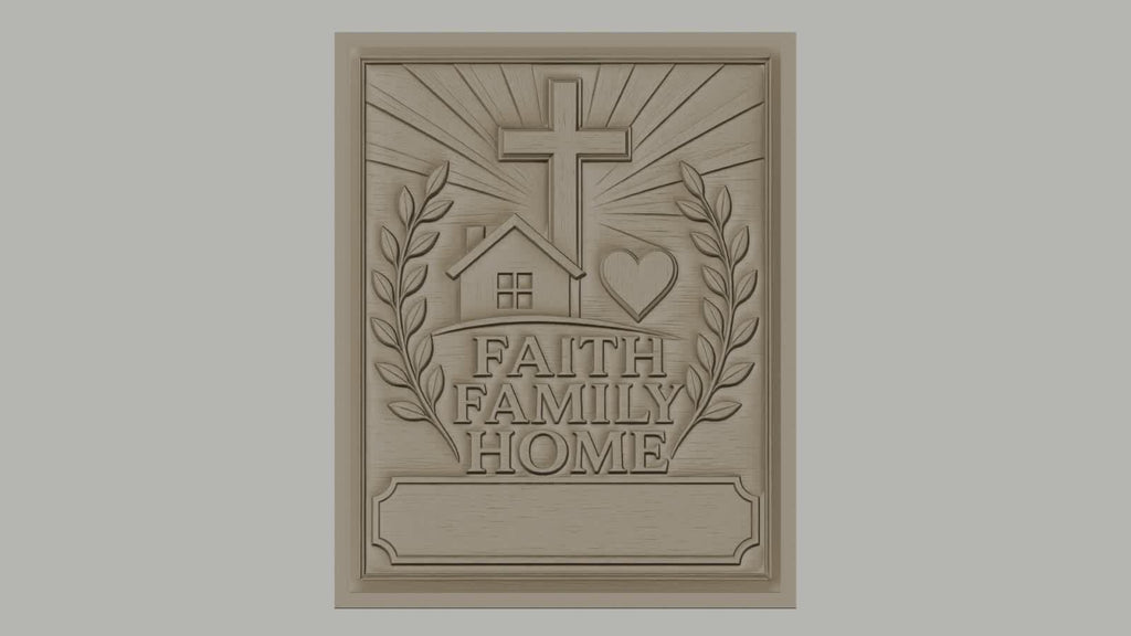 Fichier CNC & impression 3D foi, famille, maison avec croix et coeur, haute qualité relief STL