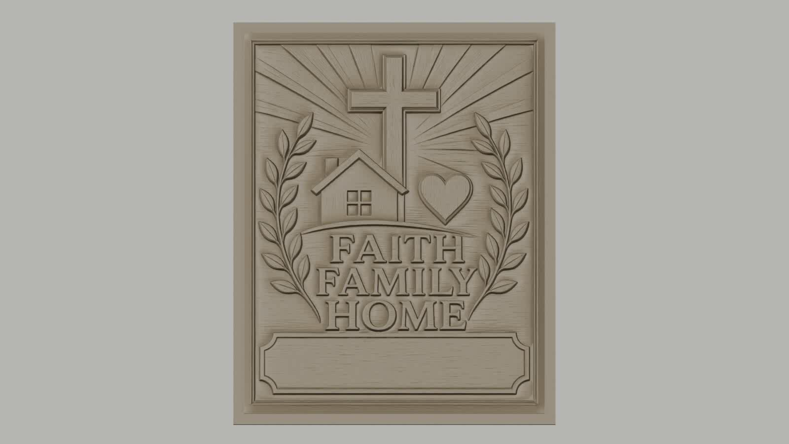 Fichier CNC & impression 3D foi, famille, maison avec croix et coeur, haute qualité relief STL